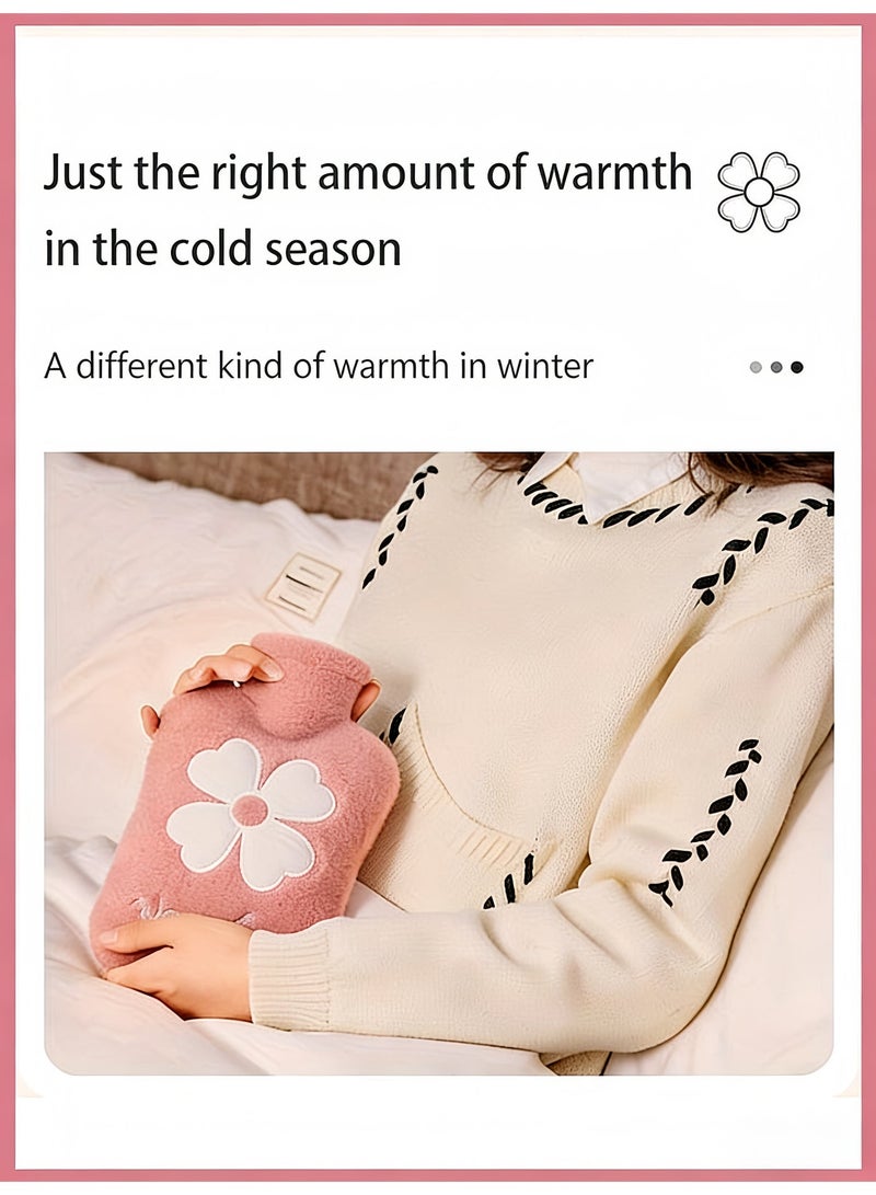 LUMYA Leakproof Hot Water Bag, Hot Water Bottle with Plush, Reusable Warm Water Bag for Hot and Cold Therapy, Hand and Foot Warmer for Home Office Bed, Pain Relief Heating Bottle, Hot Compress Bag, Hot Water Bag for Pain Relief, Back, Neck, Period Cramps (Pink, 500ml) - Image 5